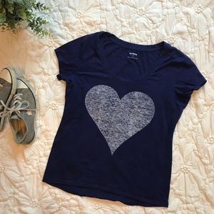 Express Navy Heart T-Shirt